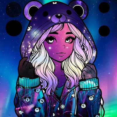 realistic girl in a animal pjs hoodie