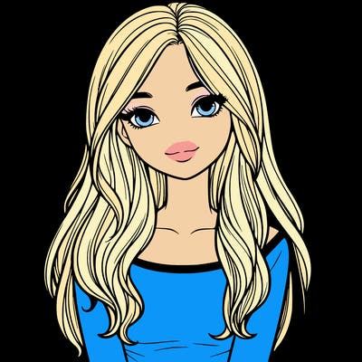 realistic girl with long hair