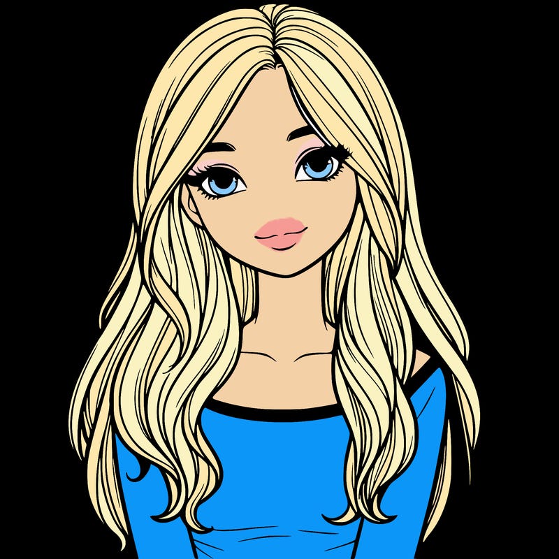 realistic girl with long hair