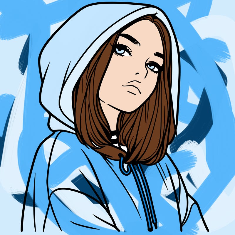 a realistic girl in a hoodie