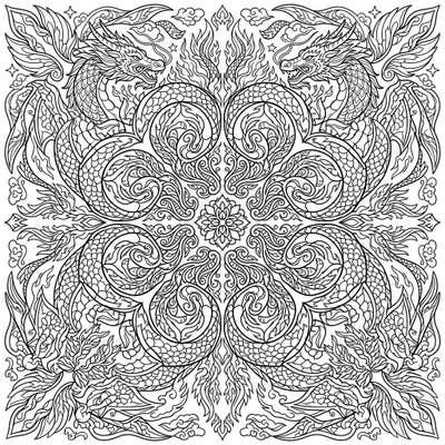 Dive into a world of myth and intricate patterns with this stunning kaleidoscope dragon mandala. This detailed coloring page offers hours of creative relaxation for fantasy art lovers.