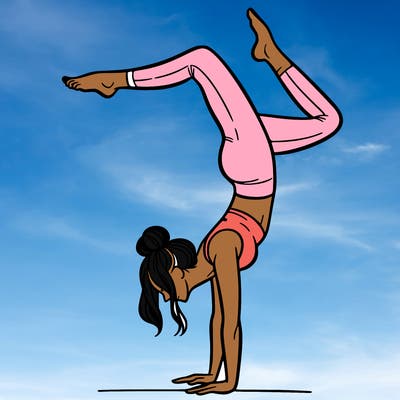 a woman doing a handstand