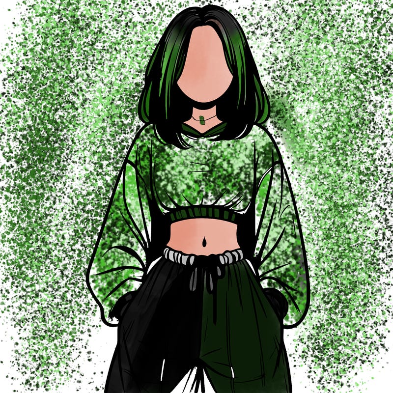 realistic girl faceless with baggy pants and a crop top