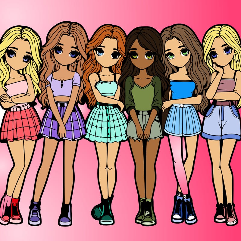 a group of girls realistic