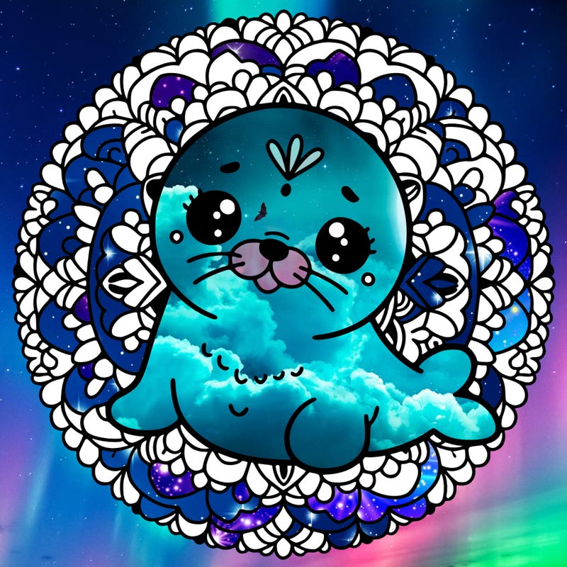 a cute baby seal mandala