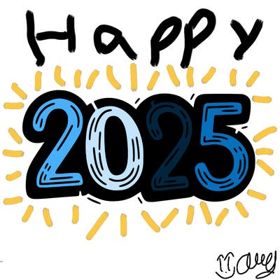 one line scrawled numbers sketch design “2025”