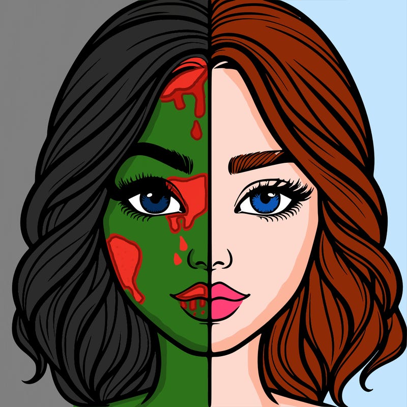 realistic girl split half