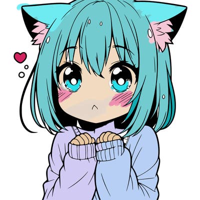 shy anime catgirl