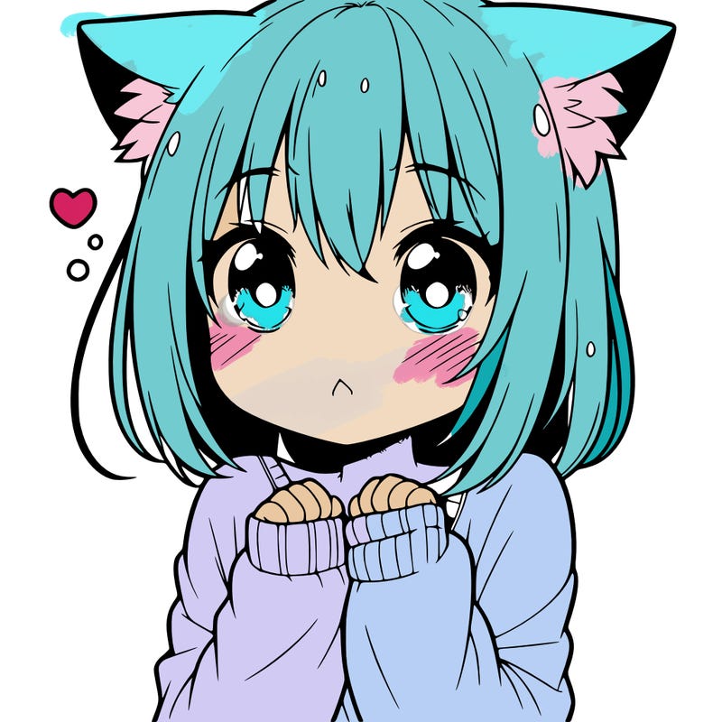 shy anime catgirl