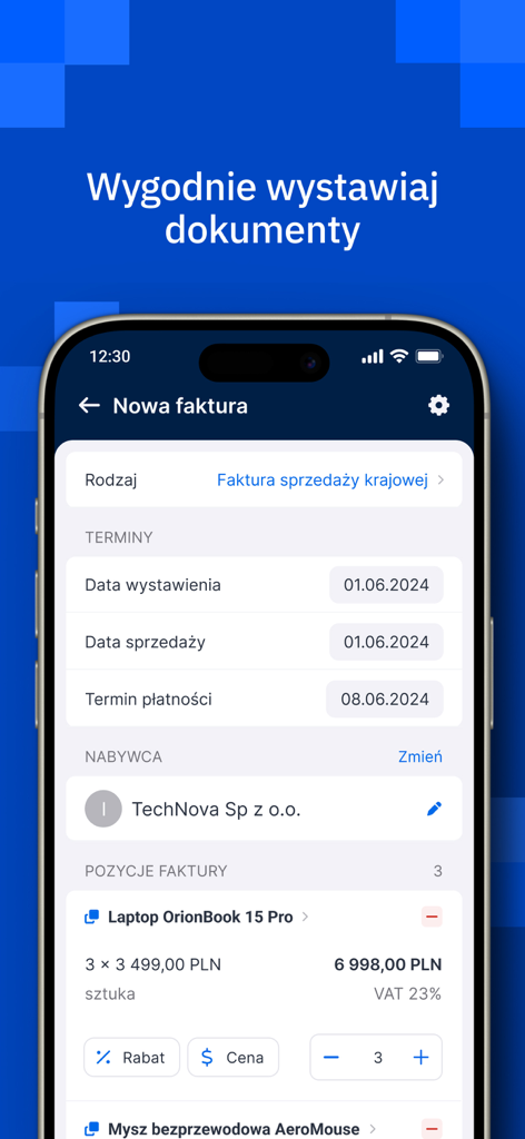Affichage sur smartphone de l'interface de création de factures dans l'application mobile IFIRMA