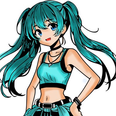 anime girl wearing crop top