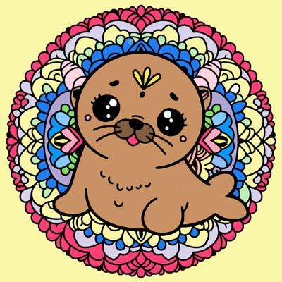 a cute baby seal mandala