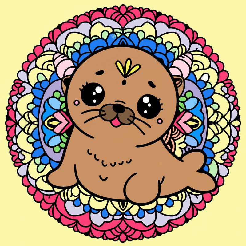 a cute baby seal mandala