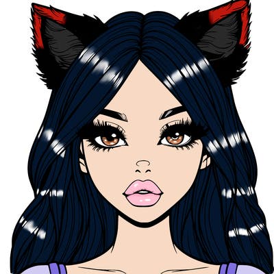 realistic girl with fox ears and realistic lips
