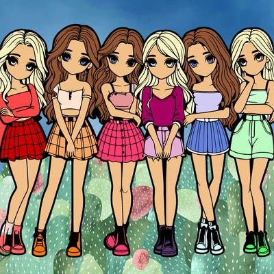 a group of girls realistic
