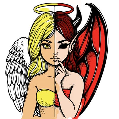 realistic angel half demon