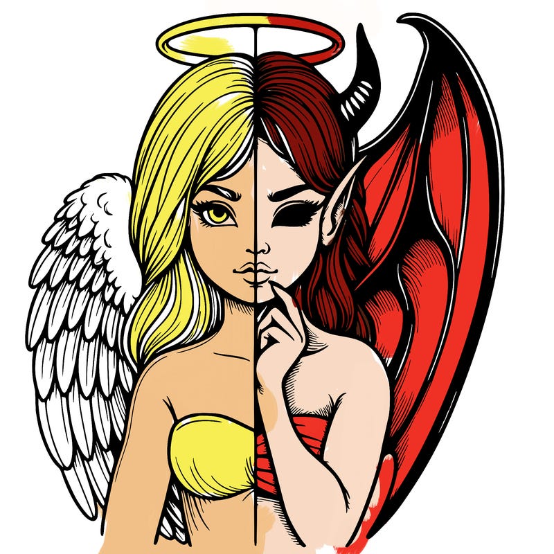 realistic angel half demon