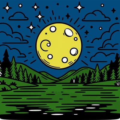 moonlight shining on a lake