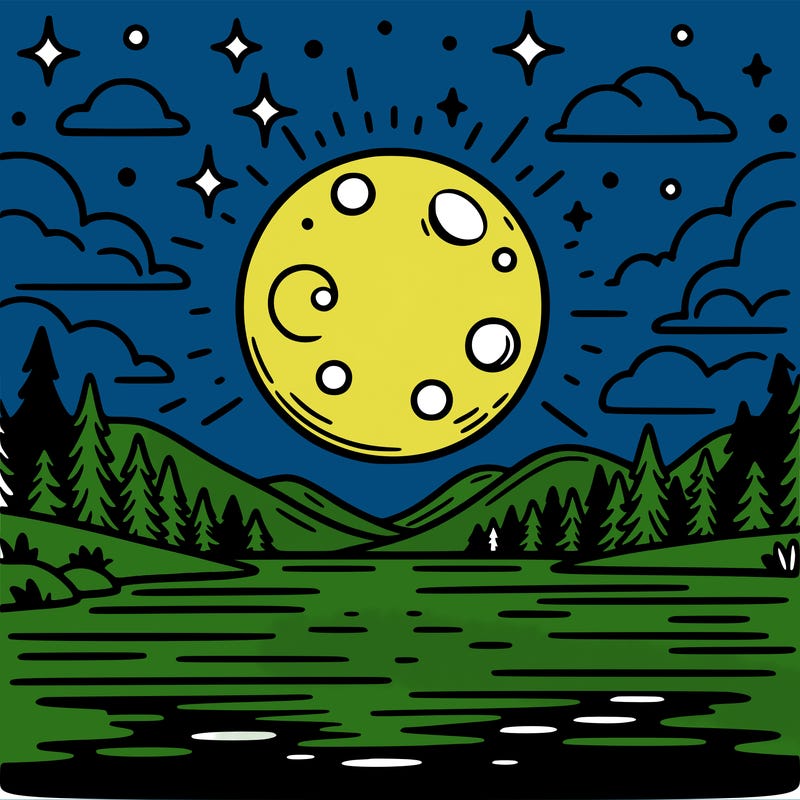 moonlight shining on a lake