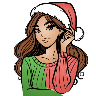 woman with santa hat