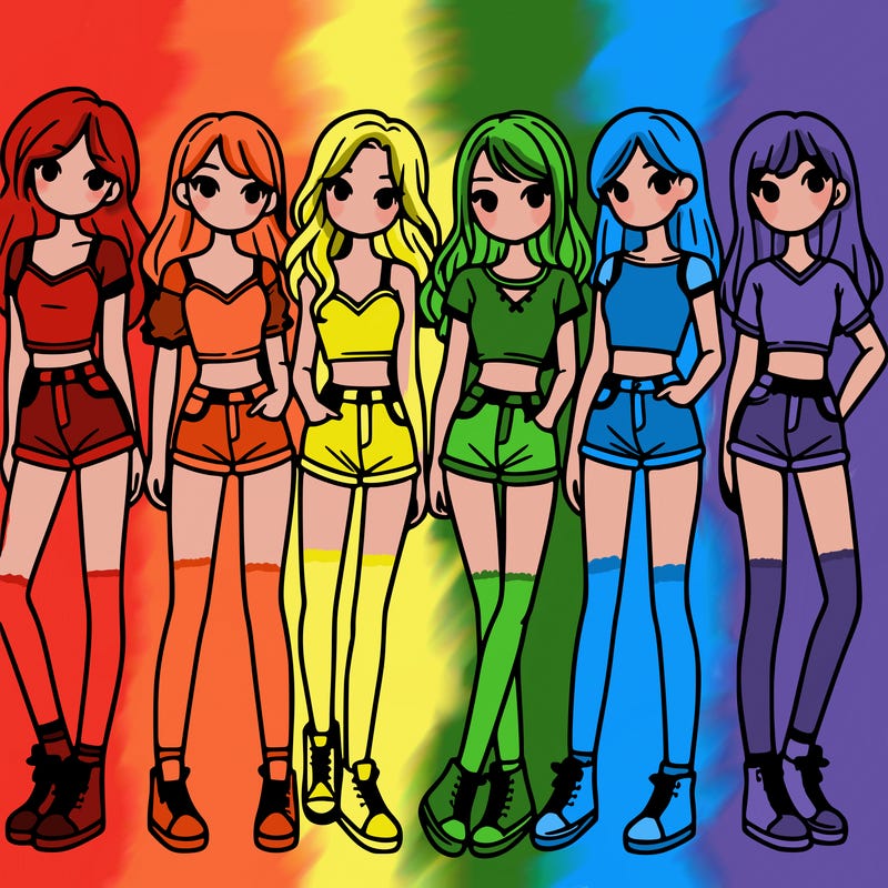 a group of girls wearing crop tops and shorts