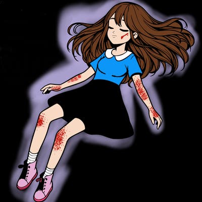 realistic girl floating