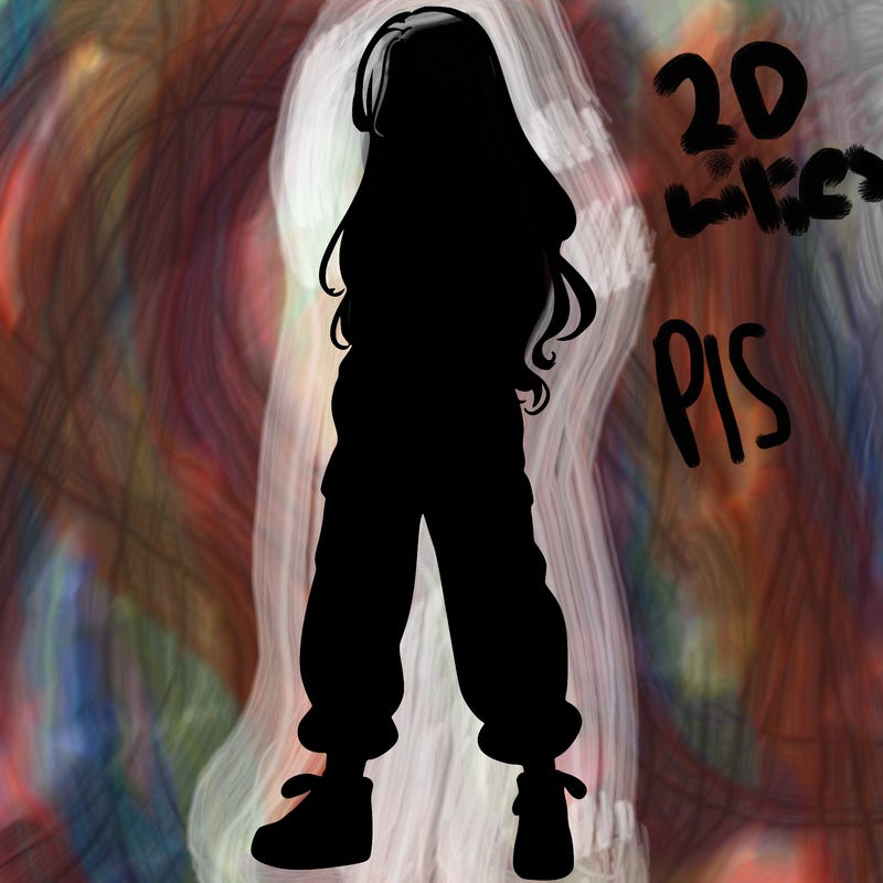 girl in baggy pants crop top and long hair