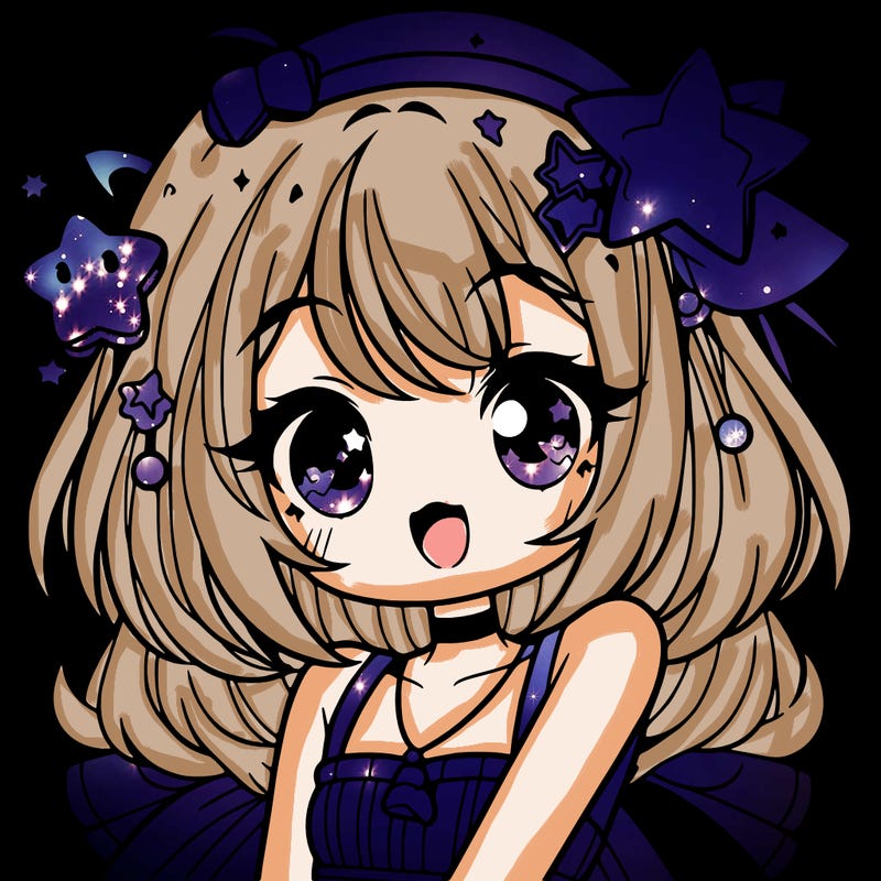 cute anime girl with star accessories