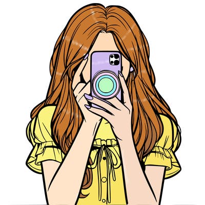 a realistic girl holding her phone taking pictures