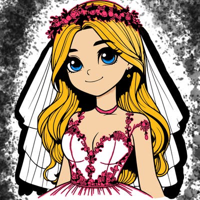 realistic girl in a wedding dress