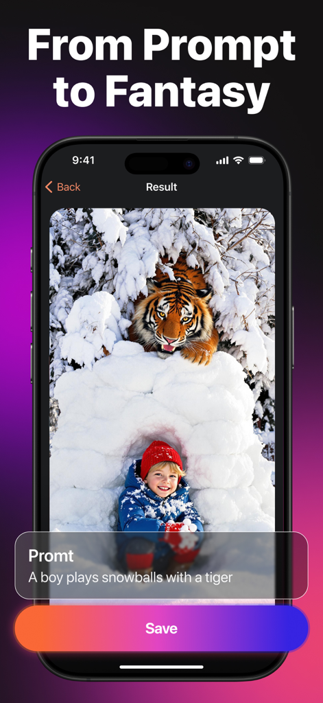 MiniMax AI - Video Generator - Smartphone display of MiniMax AI generating a video of a boy and a tiger from a text prompt