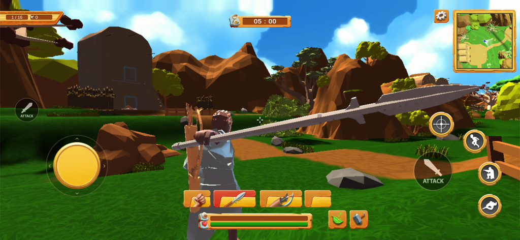 Rise Of Fearless - A character holding a spear in the stylized African wilderness of the Rise of Fearless mobile game.