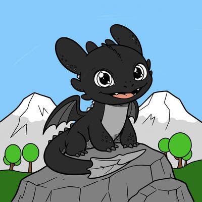 a baby toothless but with big ears how  to train your dragon