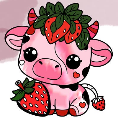 cute strawberry cow