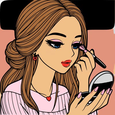 realistic girl doing makeup