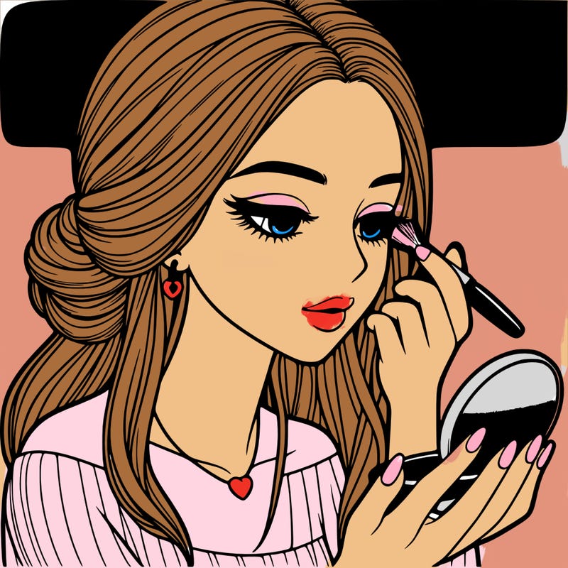 realistic girl doing makeup