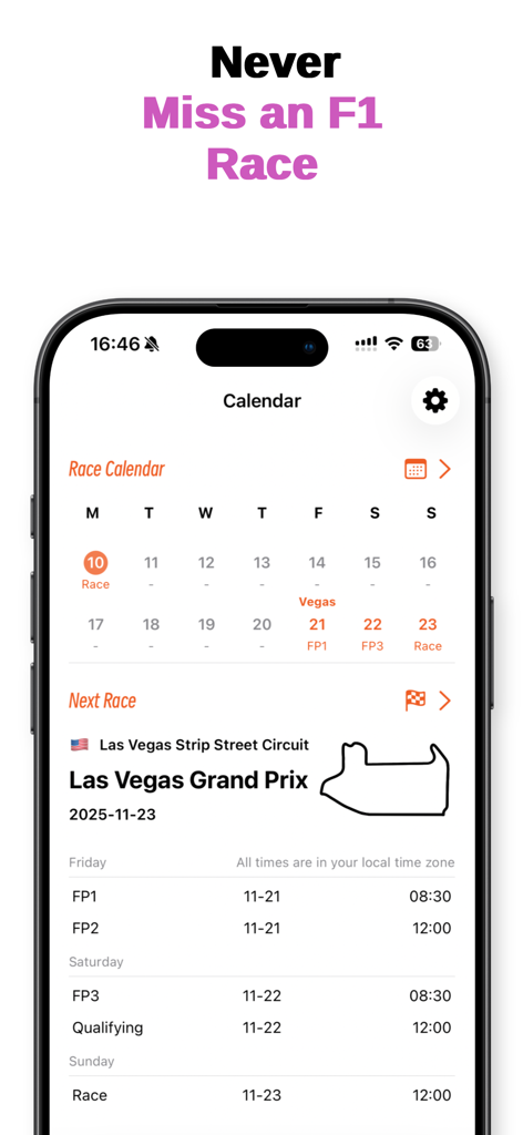 PitLane+ - PitLane Plus App mit dem F1-Rennkalender und Zeitplan für den Las Vegas Grand Prix
