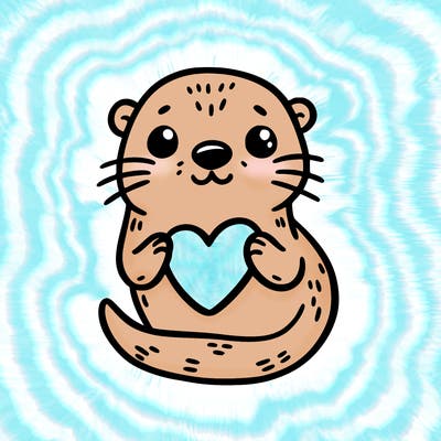 otter with a heart