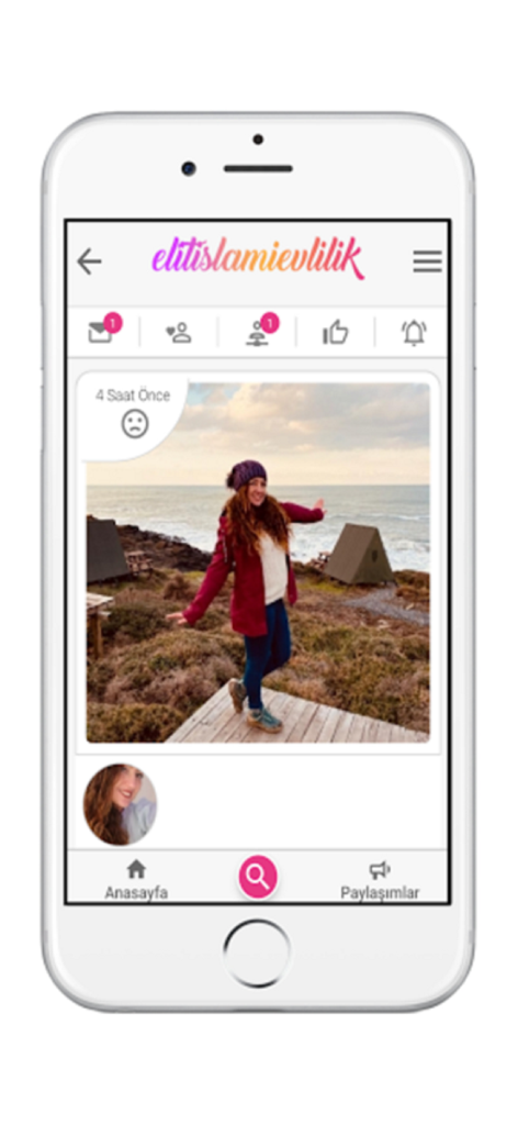 Elit İslami Evlilik Sitesi - A screenshot of the Elit Islami Evlilik marriage app showing a user profile post.