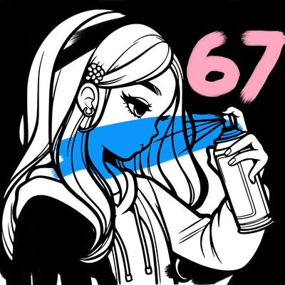 a realistic girl spray painting