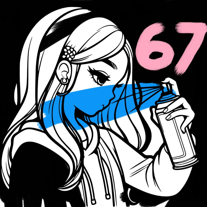 a realistic girl spray painting