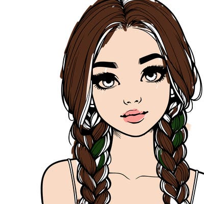 realistic girl with braids