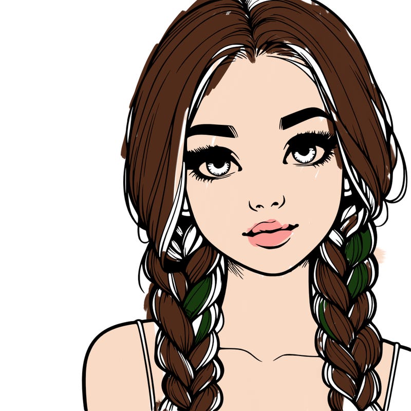 realistic girl with braids