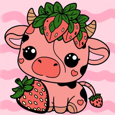 cute strawberry cow