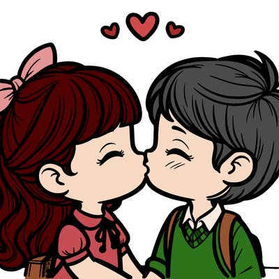 boy and girl kissing