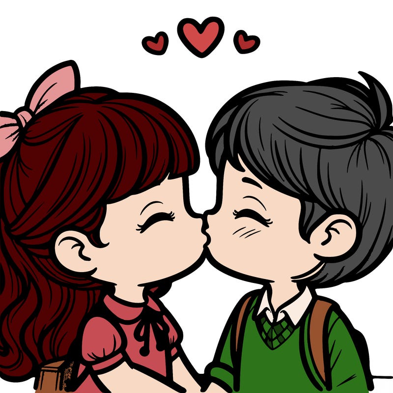 boy and girl kissing