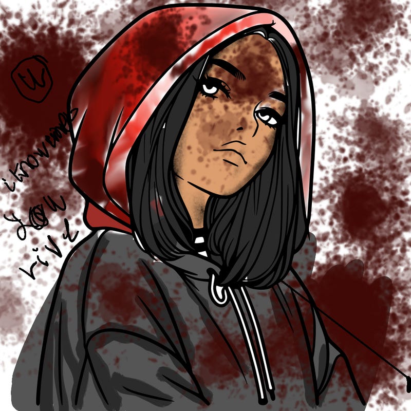 a realistic girl in a hoodie
