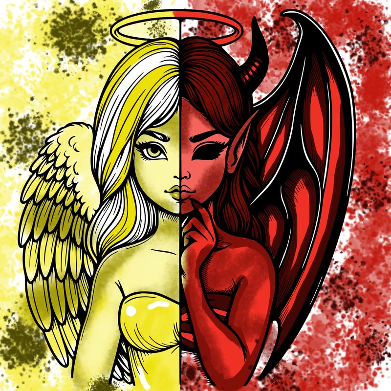 realistic angel half demon