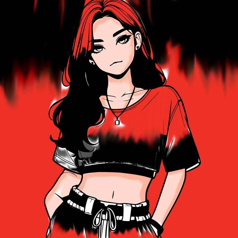 realistic girl witha crop top and baggy pants