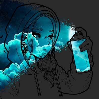 a realistic girl, spray painting